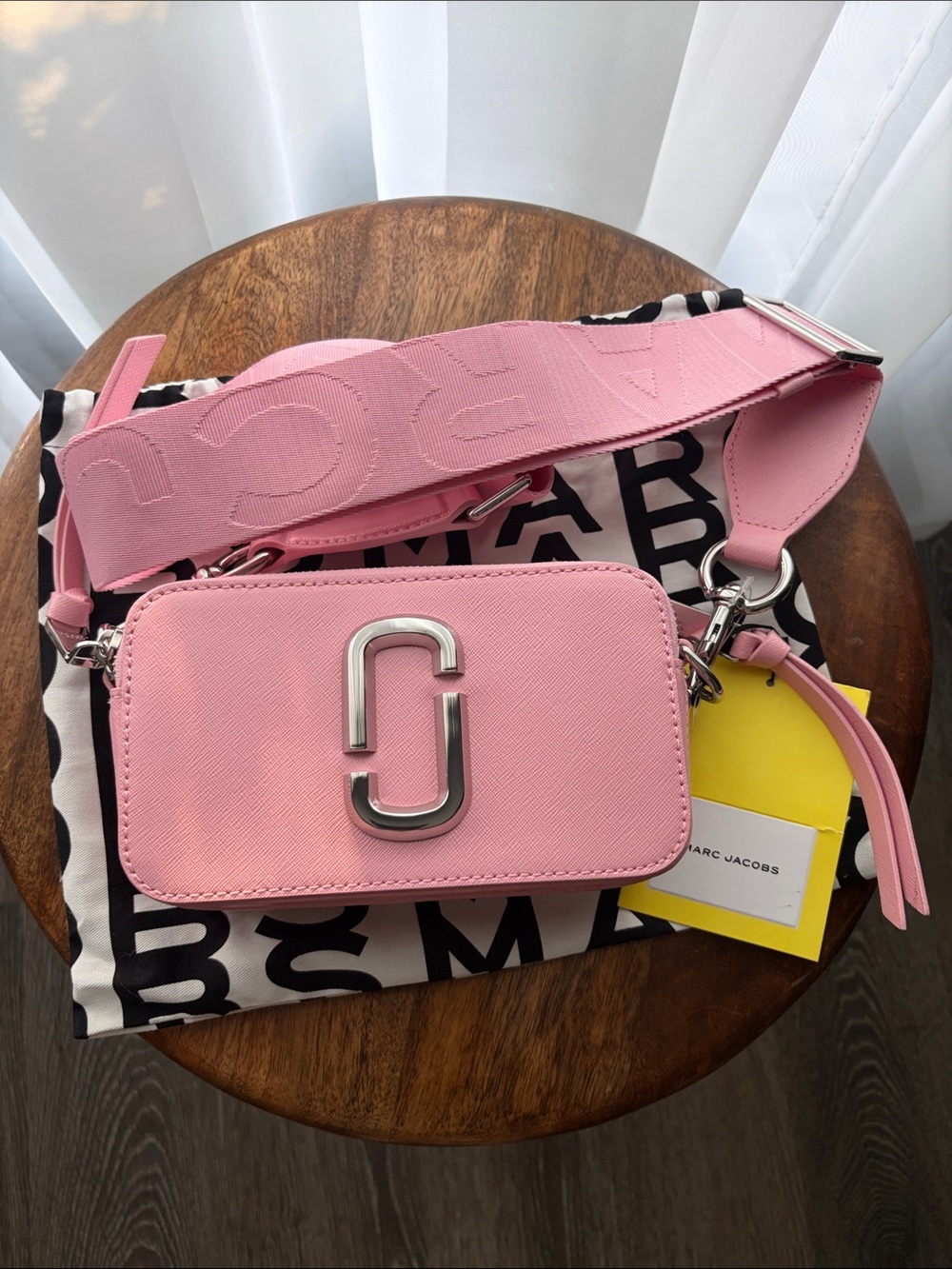Marc Jacobs Pink Snapshot Camera Crossbody with Wide Logo Strap